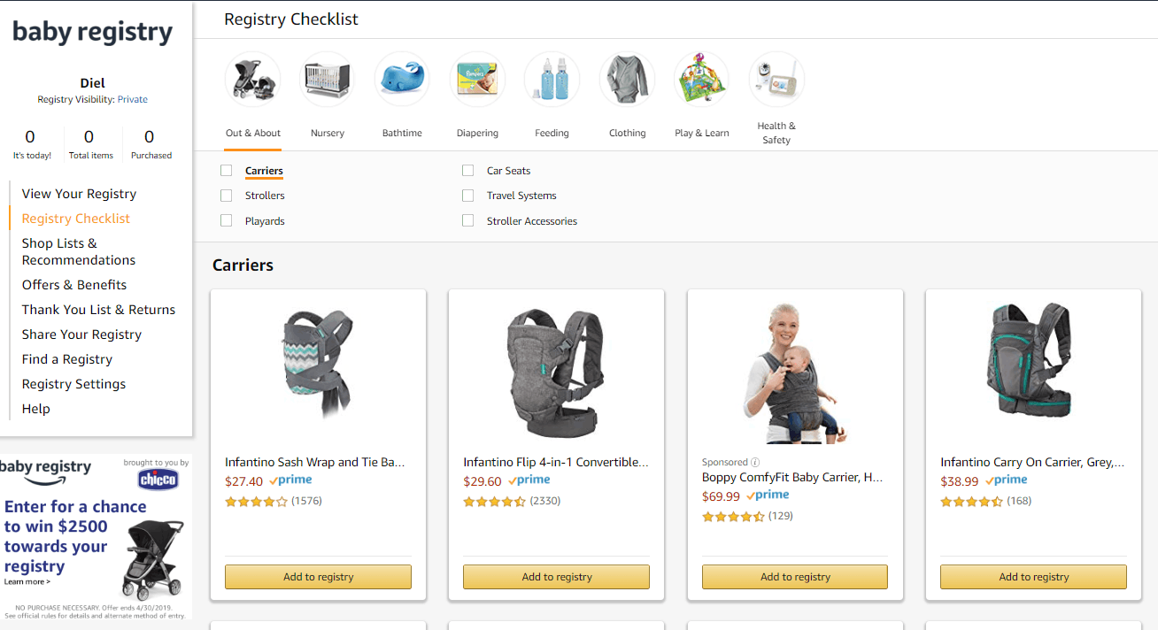 Amazon baby registry