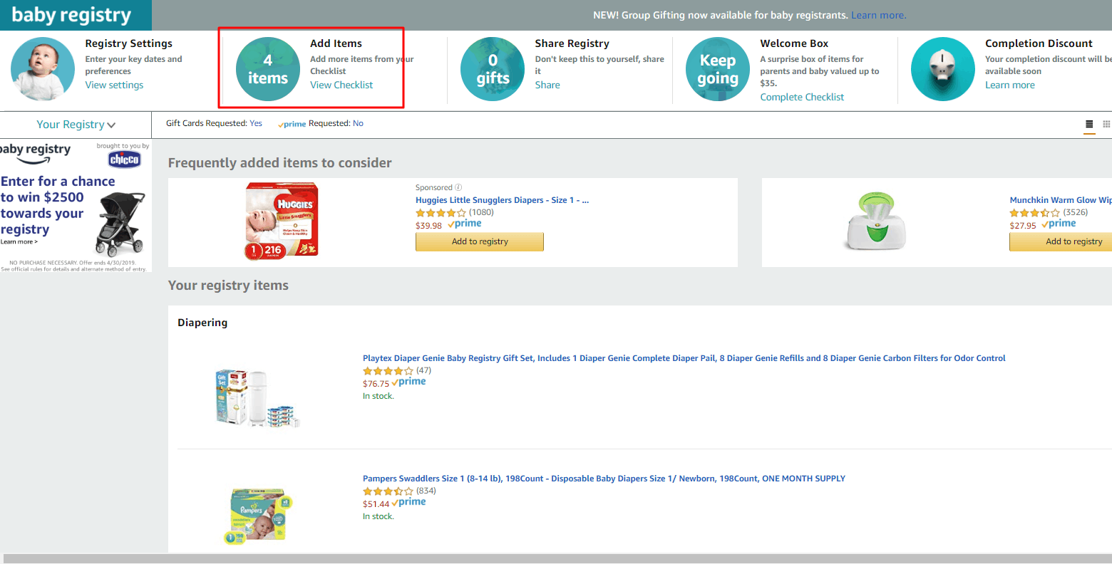 Amazon baby registry